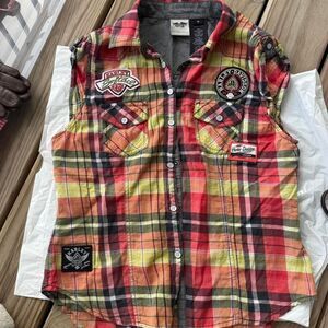 Harley Davidson Multicoloured Plaid button up shirt women size M